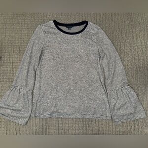 Lucky Brand Women’s Gray Striped Long-Sleeve Blouse